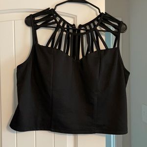 Black zippered crop top